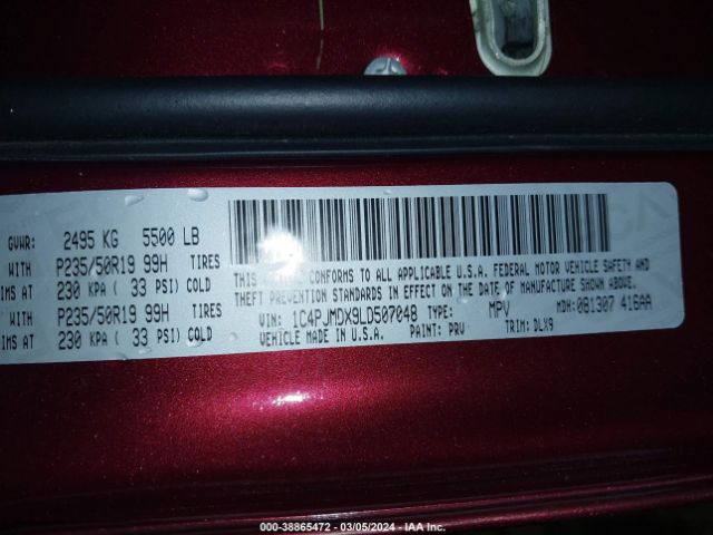 1C4PJMDX9LD507048 Jeep Cherokee High Altitude 4x4