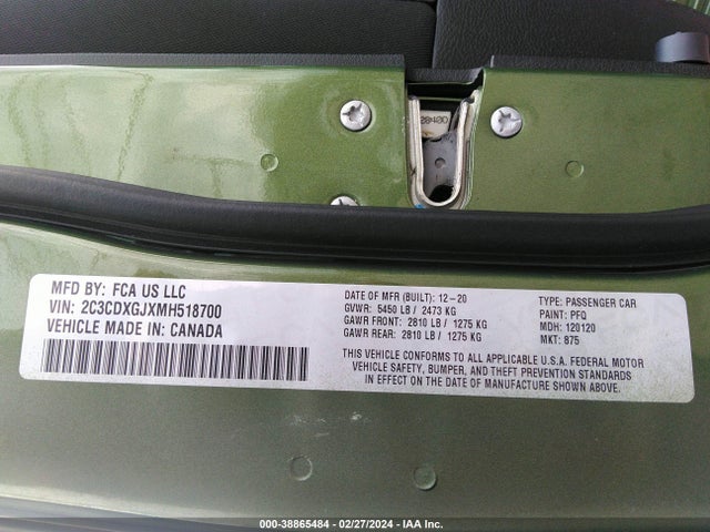 Dodge Charger Scat Pack Rwd 2021 2C3CDXGJXMH518700 Image 9