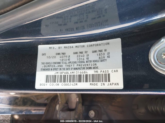 JM1BPABLXM1316684 Mazda Mazda3 Select