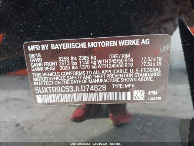 5UXTR9C53JLD74828 BMW X3 Xdrive30i