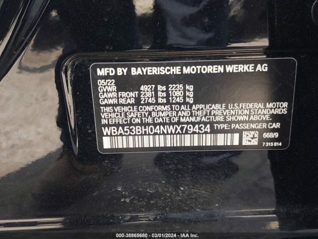 WBA53BH04NWX79434 BMW 530 I