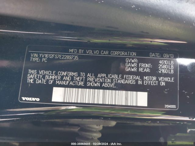 YV1612FS7E2289735 Volvo S60 T5/t5 Platinum/t5 Premier/t5 Premier Plus