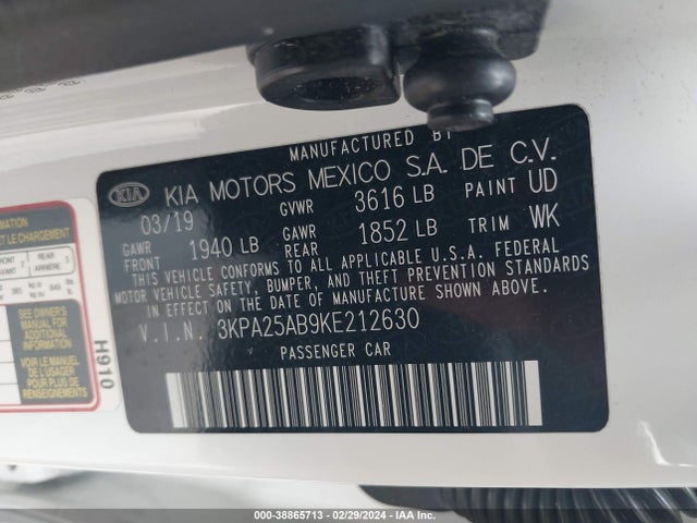 KIA Rio 5-door S 2019 3KPA25AB9KE212630 Image 9