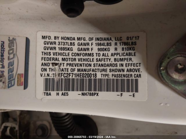 19XFC2F71HE020018 Honda CIVIC EX