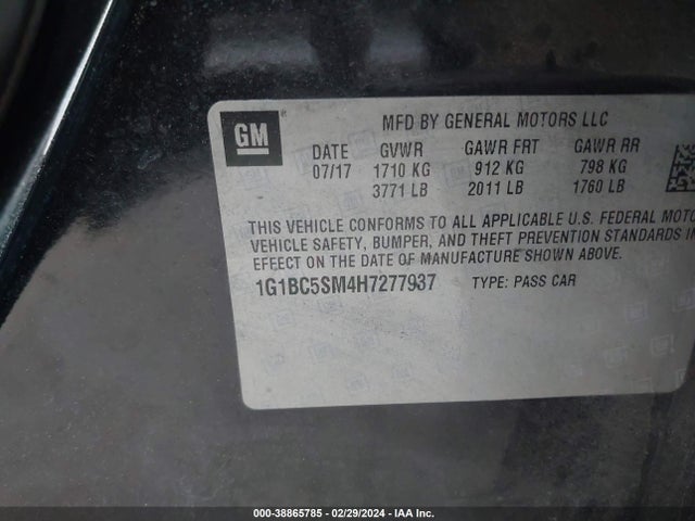 Chevrolet Cruze Ls Auto 2017 1G1BC5SM4H7277937 Image 9