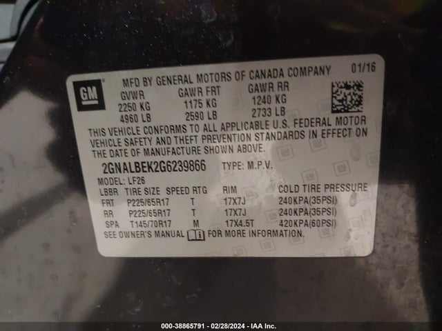 Chevrolet EQUINOX LS 2016 2GNALBEK2G6239866 Image 9
