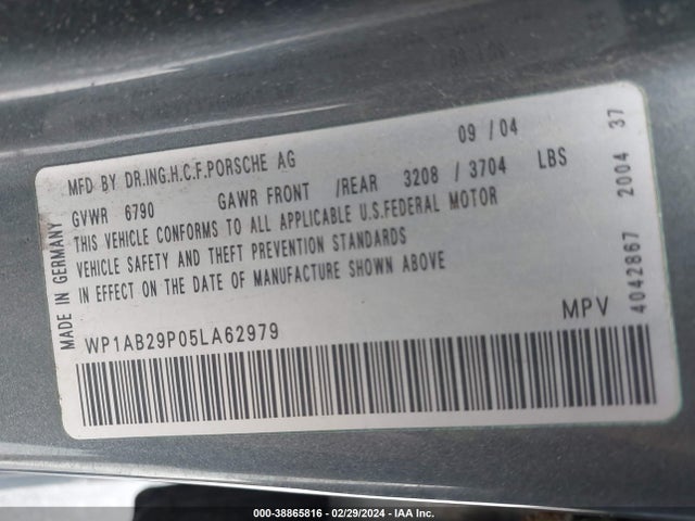 2005 PORSCHE CAYENNE WP1AB29P05LA62979 Photo 8