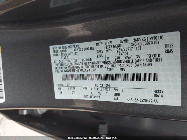 Ford Bronco Big Bend 2021 1FMDE5BH7MLA91528 Image 9