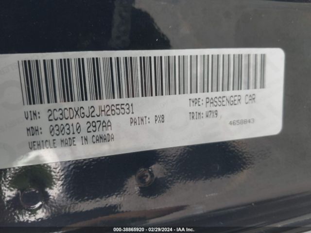 2C3CDXGJ2JH265531 Dodge Charger R/t Scat Pack Rwd