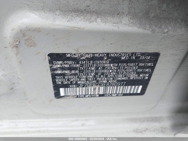 Subaru Xv Crosstrek 2.0i Premium 2014 JF2GPACCXE8280977 Image 9
