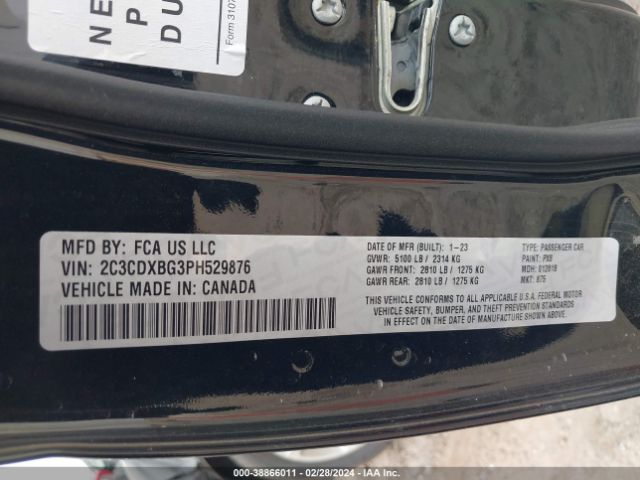 2C3CDXBG3PH529876 Dodge Charger Sxt
