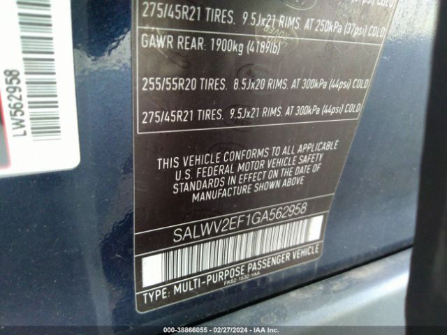 SALWV2EF1GA562958 Land Rover Range Rover Sport 5.0l V8 Supercharged Autobiography