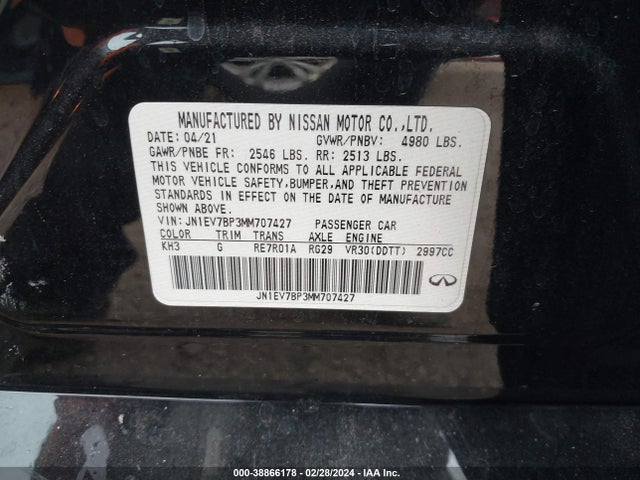 Infiniti Q50 LUXE 2021 JN1EV7BP3MM707427 Image 9