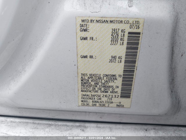 Nissan Altima 2.5 Sr 2016 1N4AL3AP2GC267132 Image 9