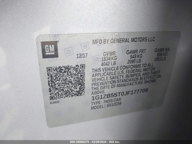 1G1ZB5ST0JF177709 Chevrolet Malibu 1ls
