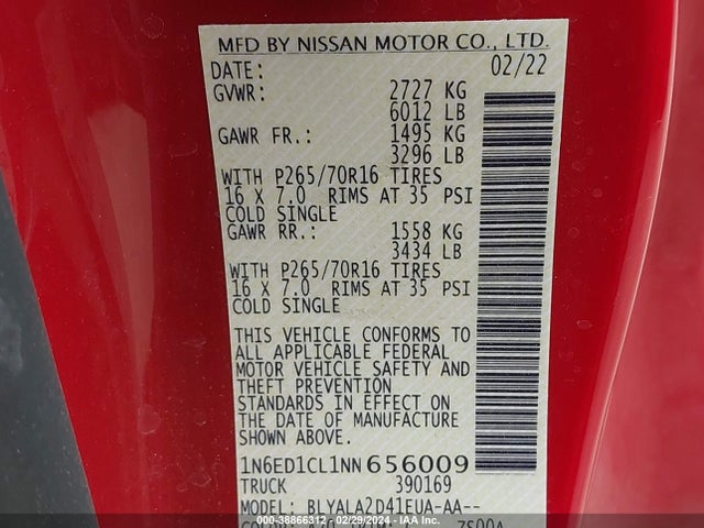 Nissan Frontier King Cab S 4x2 2022 1N6ED1CL1NN656009 Image 9