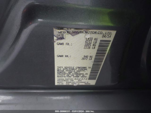 1N4AL3AP1EC402372 Nissan Altima 2.5 Sv