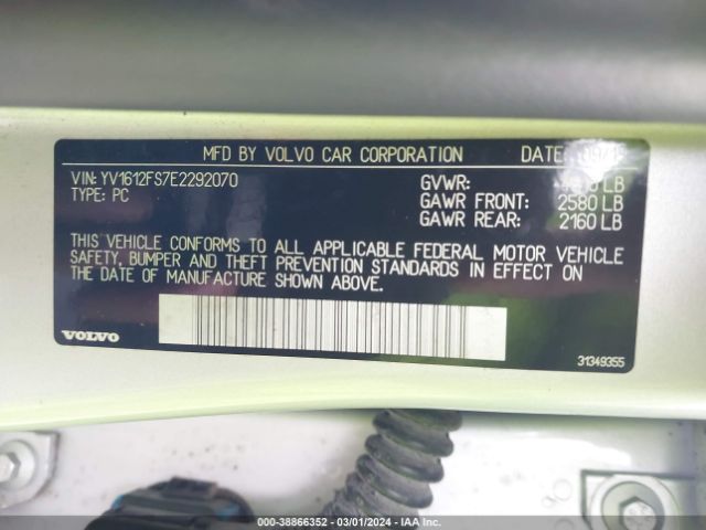 YV1612FS7E2292070 Volvo S60 T5/t5 Platinum/t5 Premier/t5 Premier Plus
