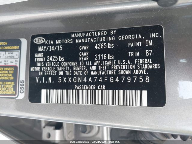 5XXGN4A74FG479758 KIA OPTIMA EX