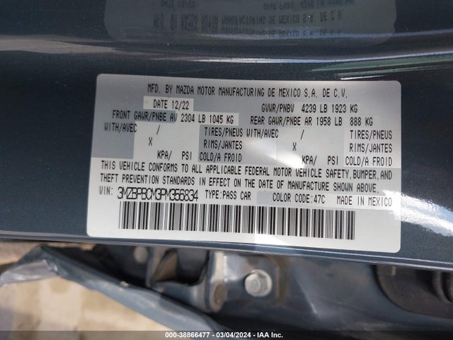 3MZBPBCM3PM356834 Mazda Mazda3 2.5 S Carbon Edition
