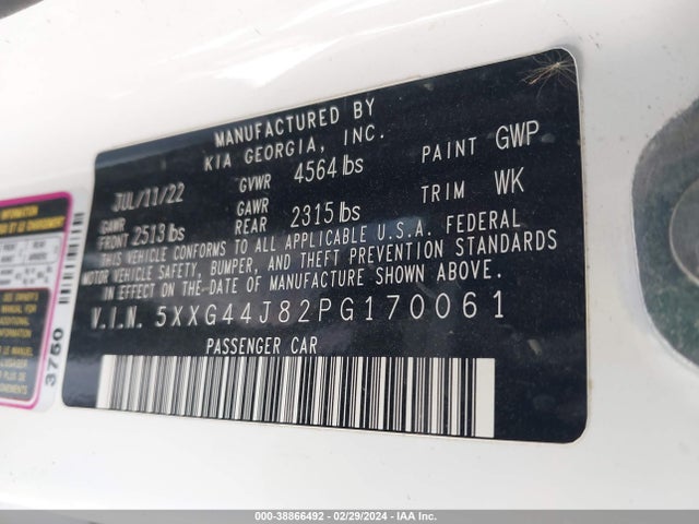 KIA K5 Gt 2023 5XXG44J82PG170061 Image 9