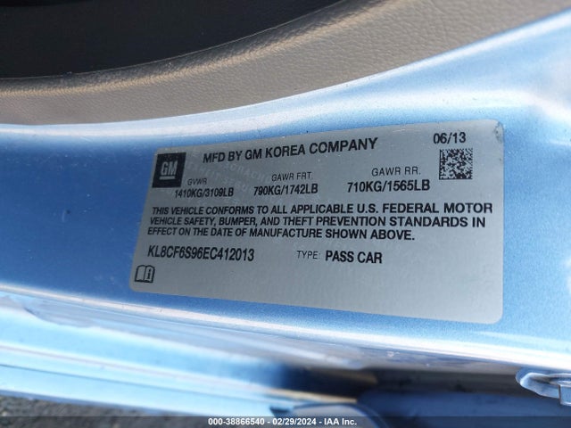 Chevrolet Spark 2lt Auto 2014 KL8CF6S96EC412013 Image 9