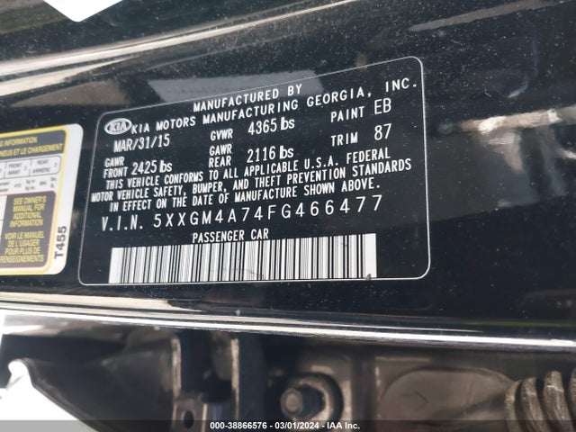 KIA Optima Lx 2015 5XXGM4A74FG466477 Image 9