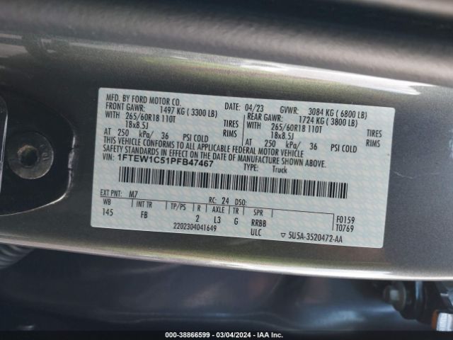 1FTEW1C51PFB47467 Ford F-150 Xlt