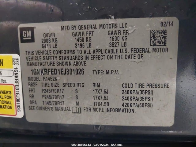 Chevrolet Traverse Ls 2014 1GNKRFED1EJ301026 Image 9