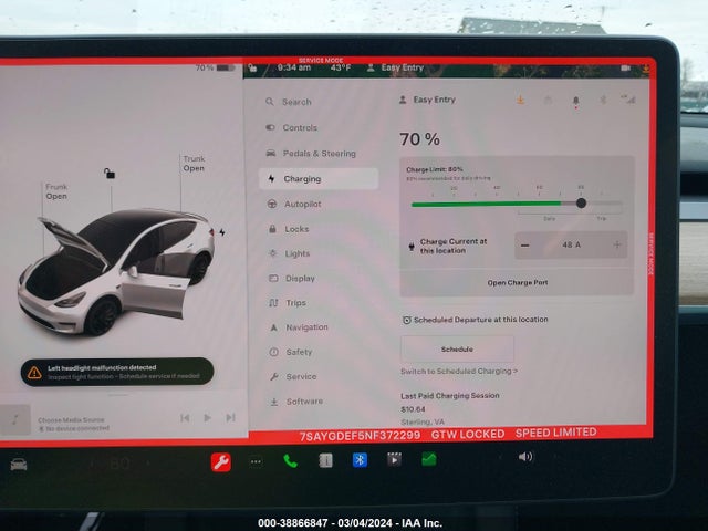 7SAYGDEF5NF372299 Tesla Model Y Performance Dual Motor All-wheel Drive