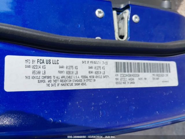 2C3CDXHG8KH692930 Dodge Charger Gt Rwd