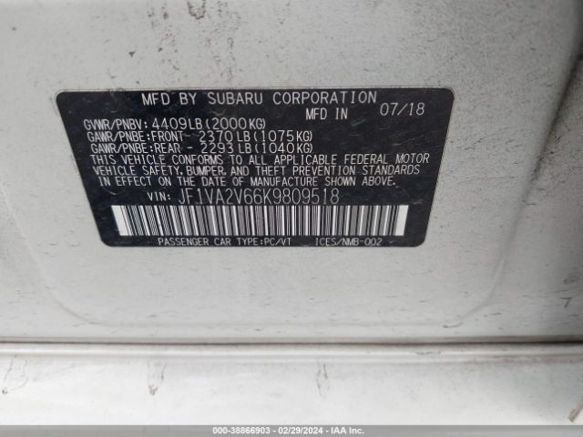 JF1VA2V66K9809518 Subaru Wrx Sti Limited