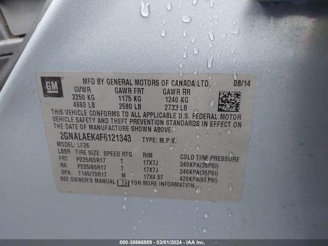 Chevrolet EQUINOX LS 2015 2GNALAEK4F6121343 Image 9