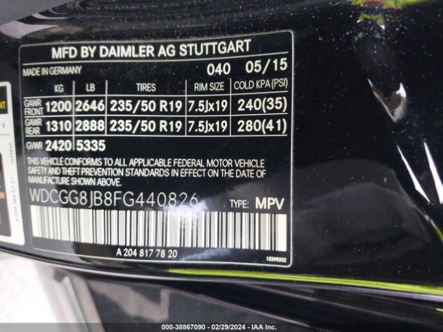 WDCGG8JB8FG440826 Mercedes-Benz Glk 350 4matic
