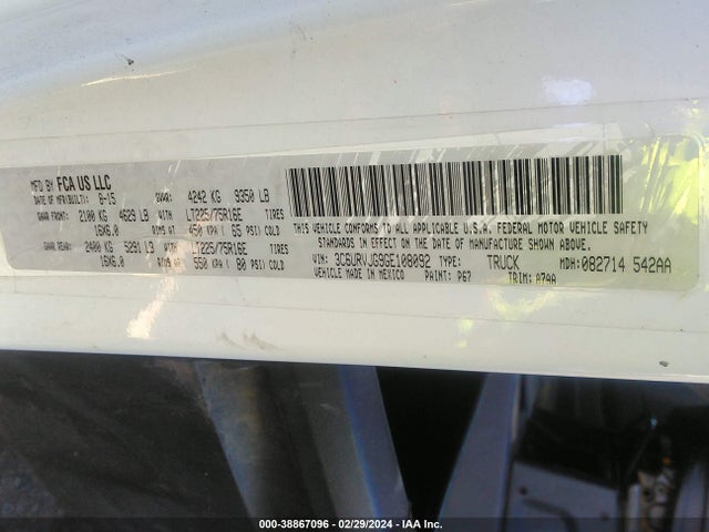 RAM Promaster 3500 High Roof 2016 3C6URVJG9GE108092 Image 9