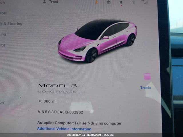 Tesla Model 3 Long Range/mid Range/standard Range/standard Range Plus 2019 5YJ3E1EA3KF332962 Image 7