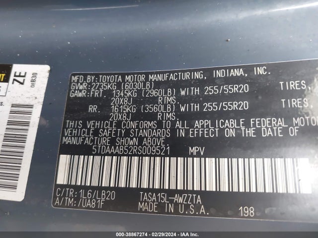 Toyota Grand Highlander Platinum 2024 5TDAAAB52RS009521 Image 9