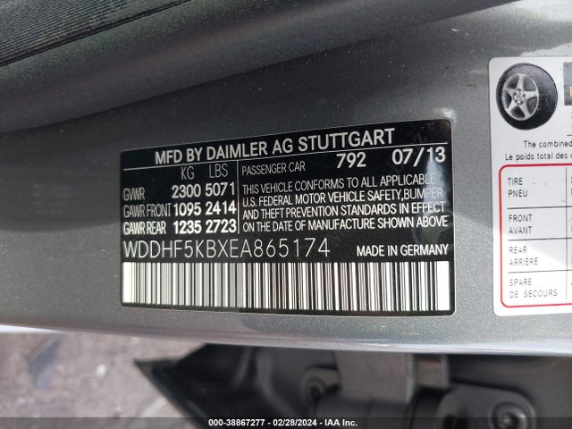 Mercedes-Benz E 350 2014 WDDHF5KBXEA865174 Image 9