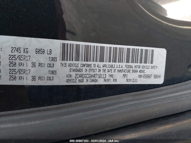 Dodge Grand Caravan Sxt 2017 2C4RDGCGXHR716113 Image 9