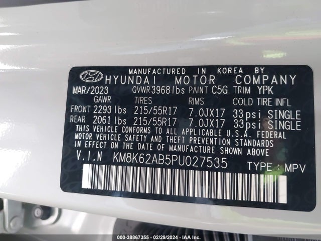 Hyundai Kona Sel 2023 KM8K62AB5PU027535 Image 9