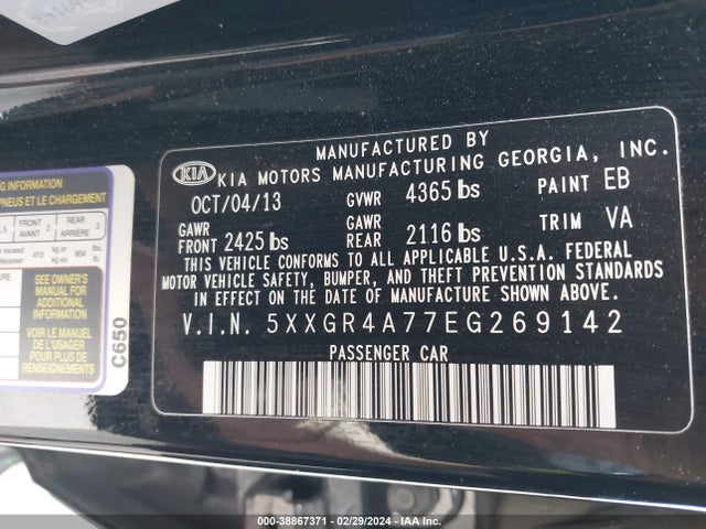 KIA OPTIMA SX 2014 5XXGR4A77EG269142 Image 9