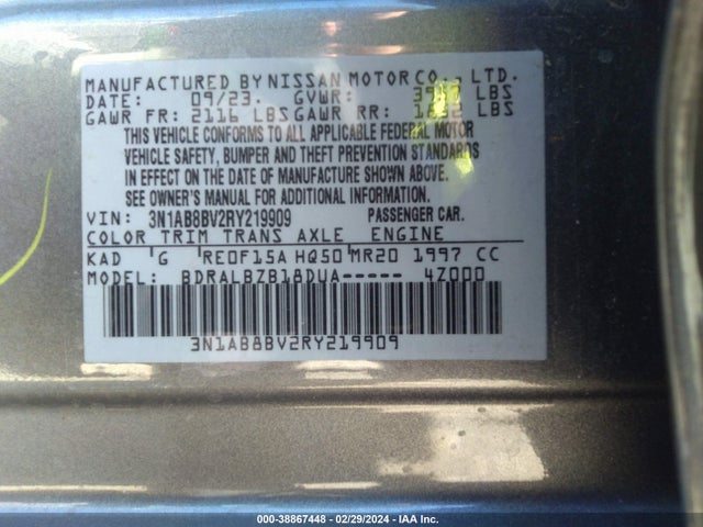 Nissan Sentra S Xtronic Cvt 2024 3N1AB8BV2RY219909 Image 9