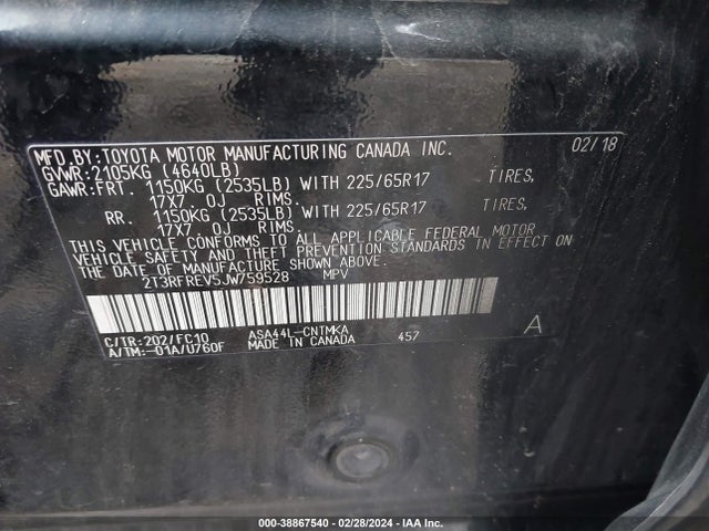 Toyota Rav4 Xle 2018 2T3RFREV5JW759528 Image 9