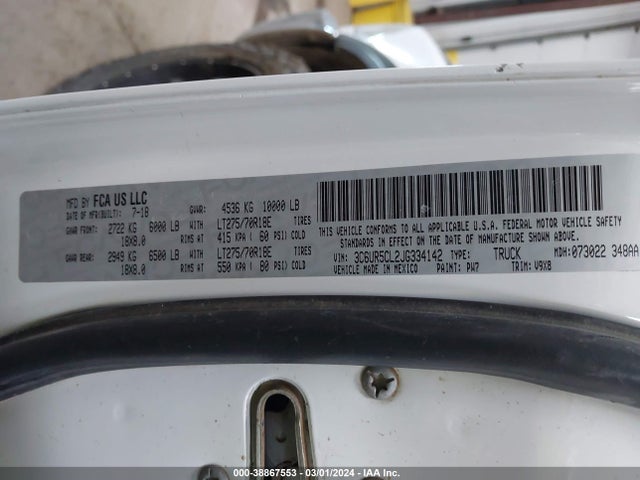 RAM 2500 Tradesman  4x4 6'4 Box 2018 3C6UR5CL2JG334142 Image 9