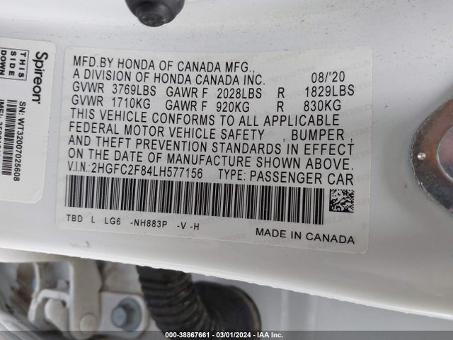 Honda Civic Sport 2020 2HGFC2F84LH577156 Image 9