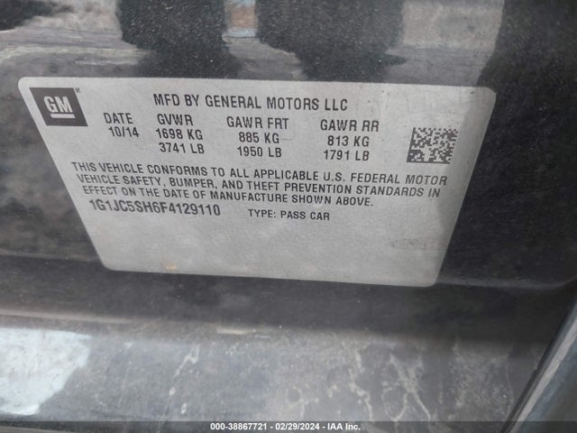 Chevrolet Sonic Lt Auto 2015 1G1JC5SH6F4129110 Image 9
