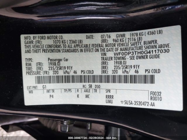 WF0DP3TH0G4117030 Ford FOCUS RS