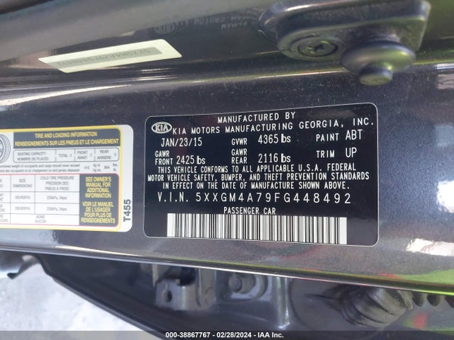 KIA Optima Lx 2015 5XXGM4A79FG448492 Image 9