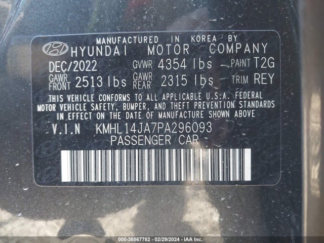 Hyundai SONATA SEL 2023 KMHL14JA7PA296093 Image 9