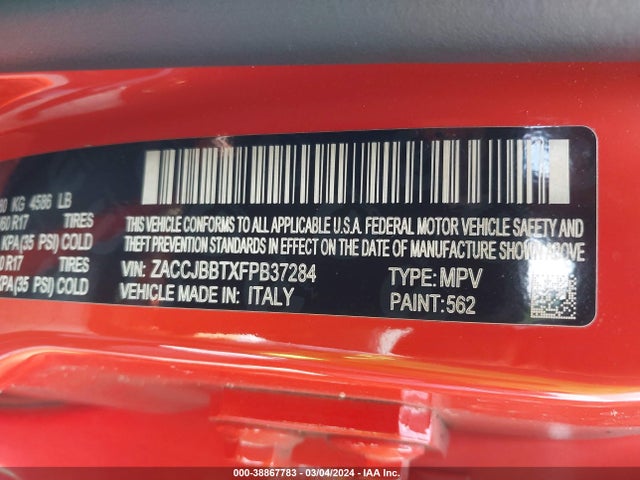 Jeep Renegade Latitude 2015 ZACCJBBTXFPB37284 Image 9